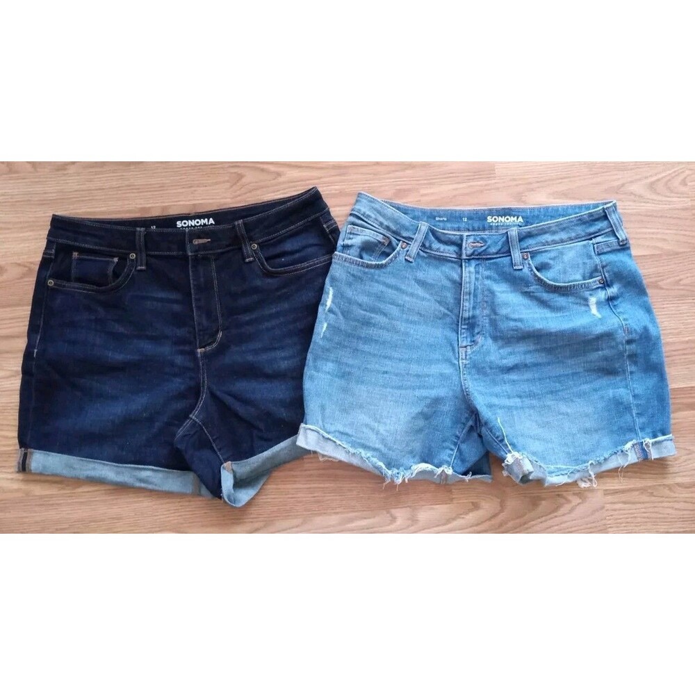 Sonoma Women's Light Dark Wash Shorts (Size: 12) (Lot of 2) Used